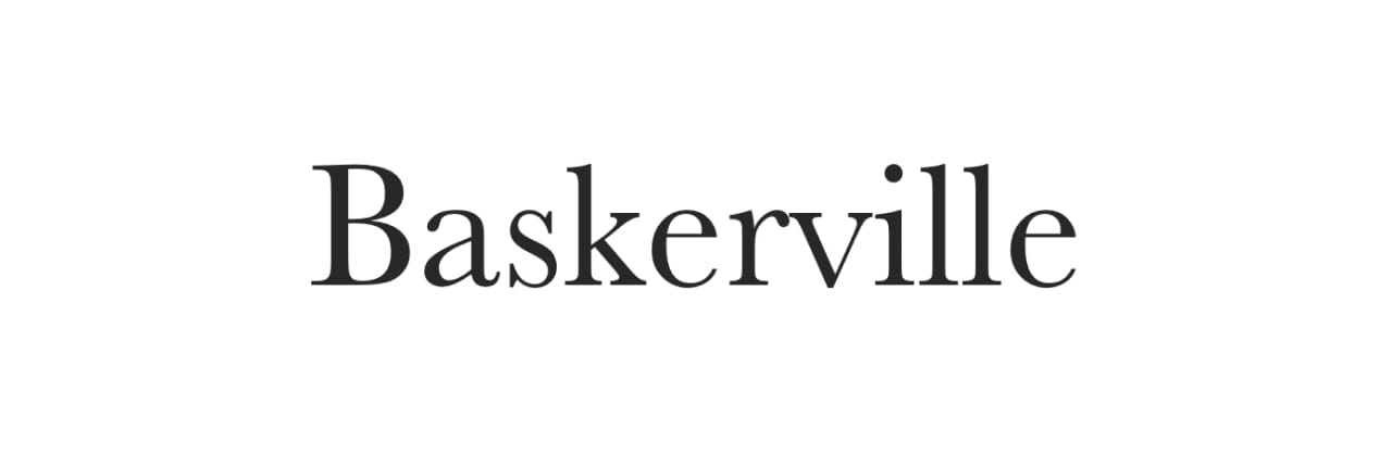 <strong>FIG 4</strong>: Baskerville is a perfect example of the transitional style of typefaces.
