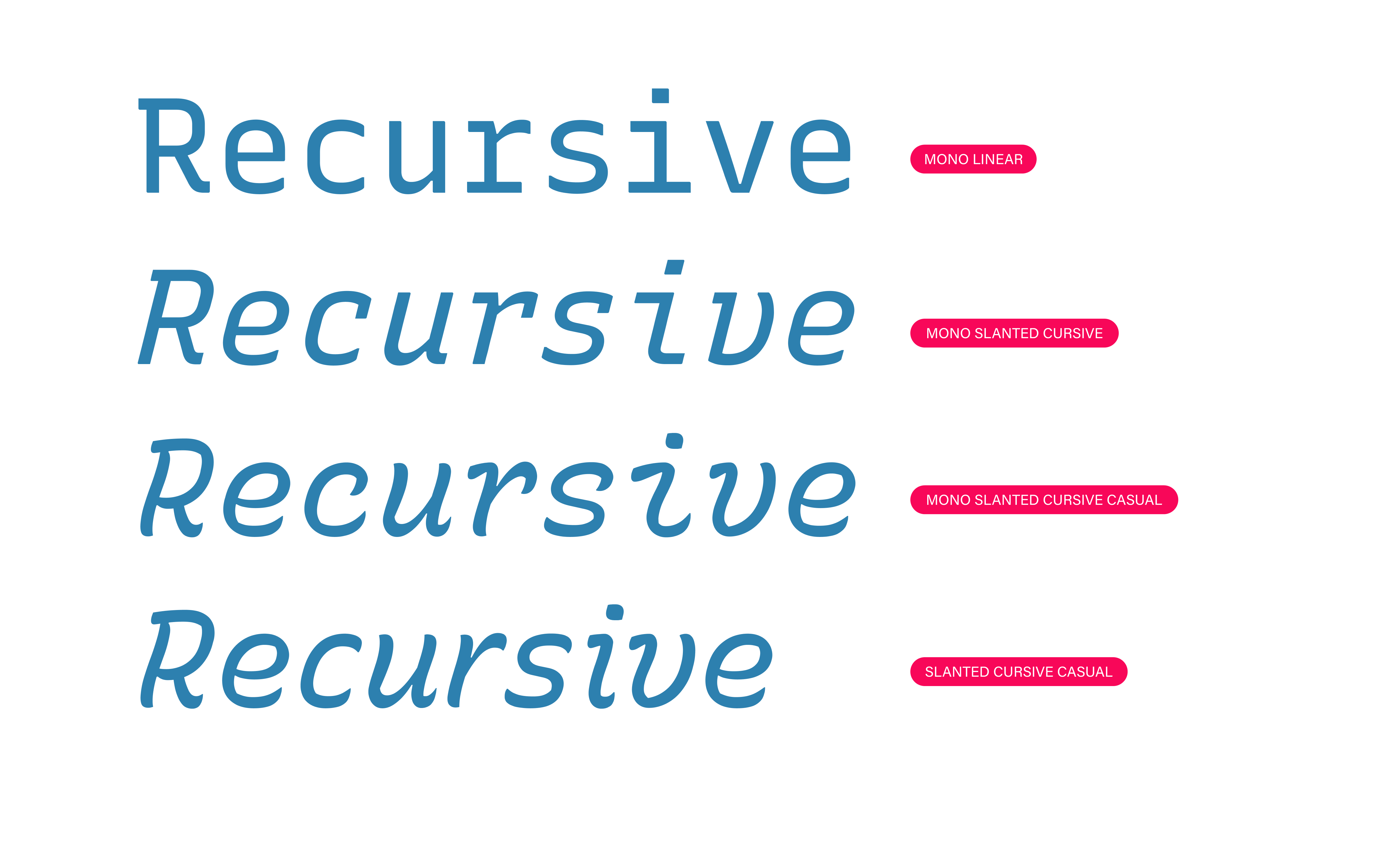 <strong>Fig 24</strong>: Recursive is highly customisable, the cursive variant of the italic style looks great for comments.