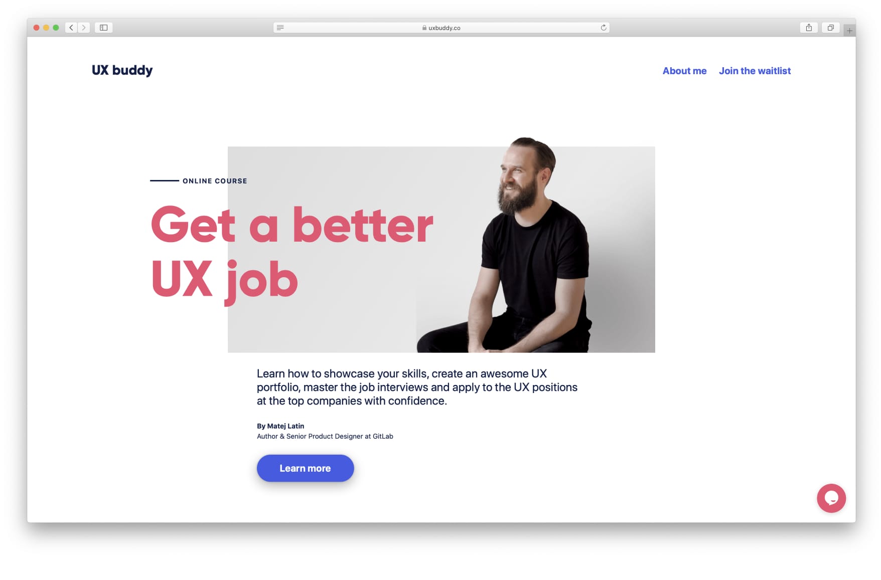 The finished website for UX Buddy