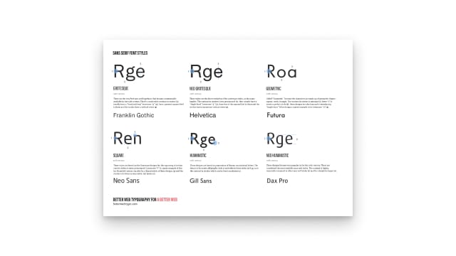 Summary of different font types