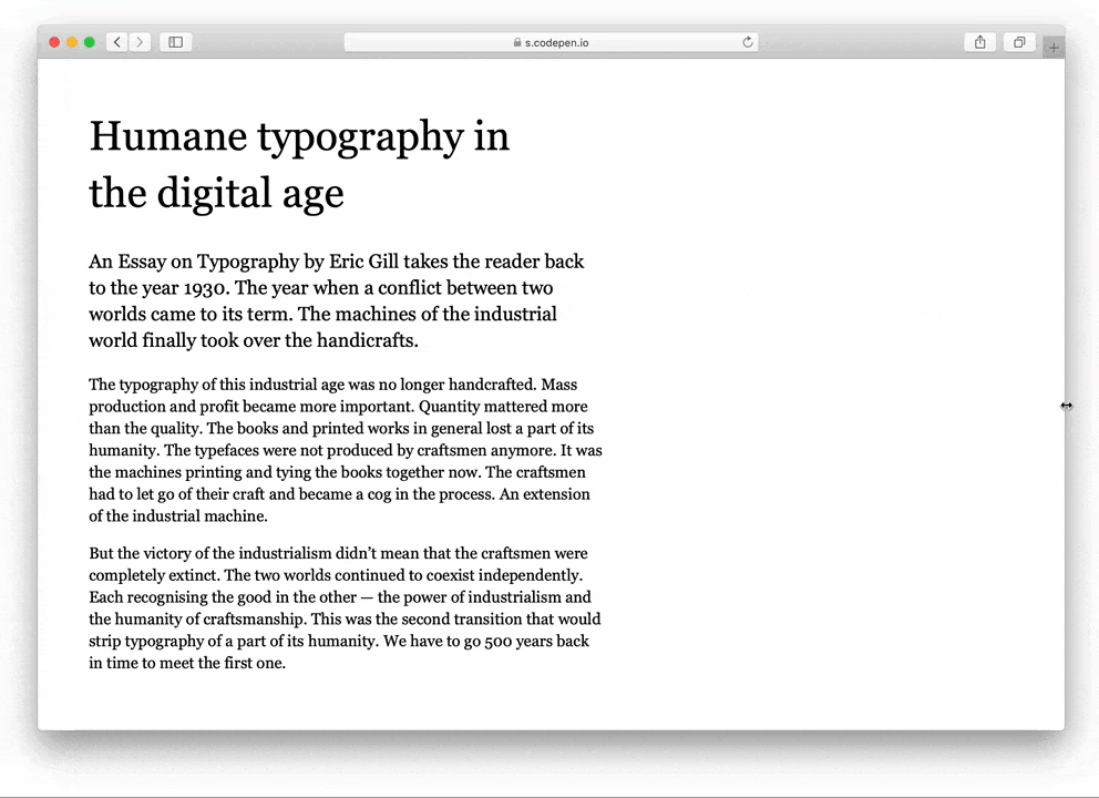 Fluid + responsive typography: we limit the scaling of font sizes for small and large screens.